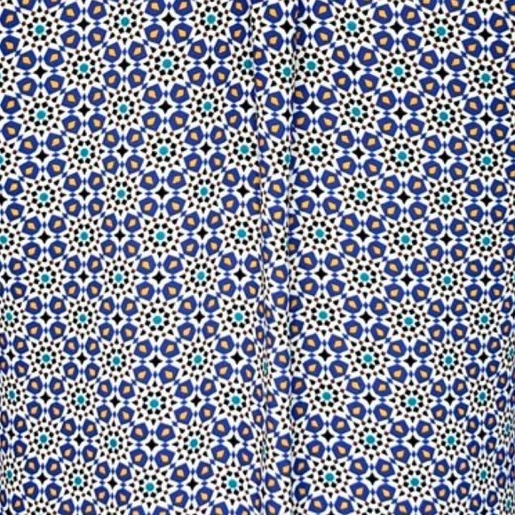 Express Shirt Womens Small‎ Blue Multi Geometric Portofino Chiffon Casual Career - Picture 6 of 8